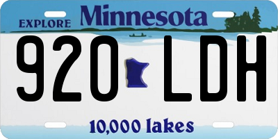 MN license plate 920LDH