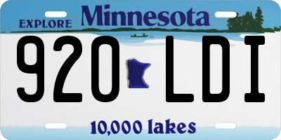 MN license plate 920LDI