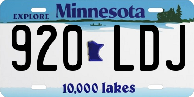 MN license plate 920LDJ