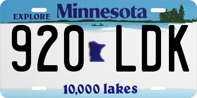 MN license plate 920LDK
