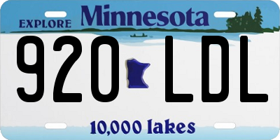 MN license plate 920LDL