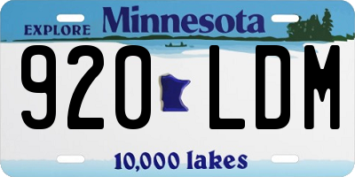 MN license plate 920LDM