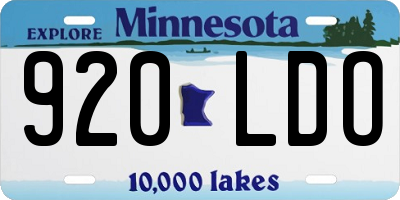 MN license plate 920LDO