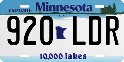 MN license plate 920LDR