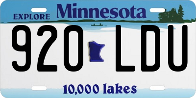 MN license plate 920LDU