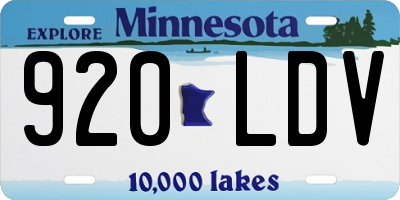 MN license plate 920LDV