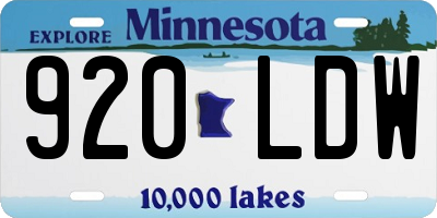 MN license plate 920LDW