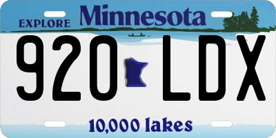 MN license plate 920LDX