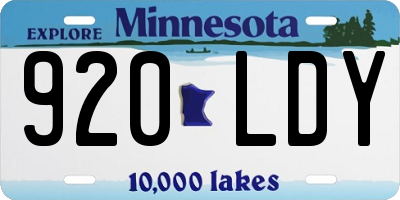 MN license plate 920LDY