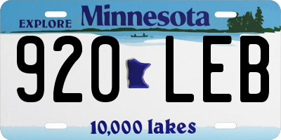MN license plate 920LEB