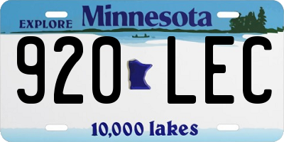 MN license plate 920LEC