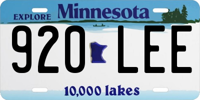 MN license plate 920LEE