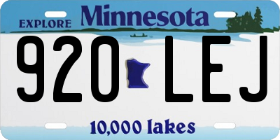 MN license plate 920LEJ