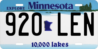MN license plate 920LEN
