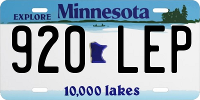 MN license plate 920LEP