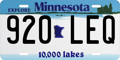 MN license plate 920LEQ