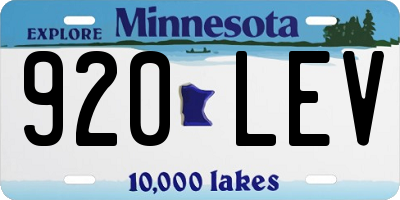 MN license plate 920LEV