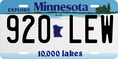 MN license plate 920LEW