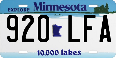 MN license plate 920LFA