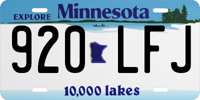 MN license plate 920LFJ