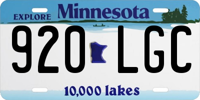MN license plate 920LGC