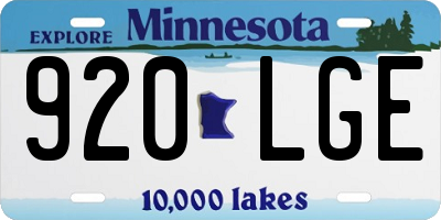 MN license plate 920LGE