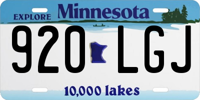 MN license plate 920LGJ