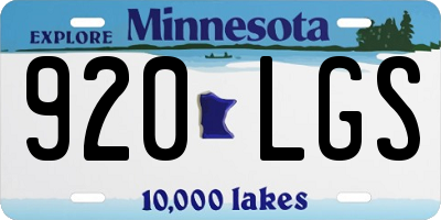 MN license plate 920LGS