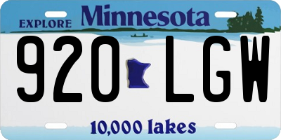 MN license plate 920LGW