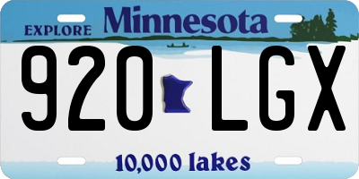 MN license plate 920LGX