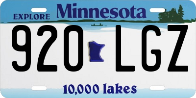 MN license plate 920LGZ