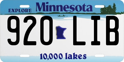 MN license plate 920LIB