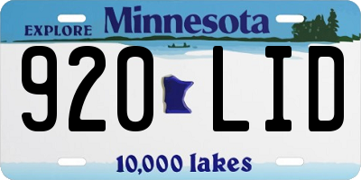 MN license plate 920LID