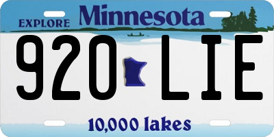MN license plate 920LIE