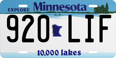 MN license plate 920LIF