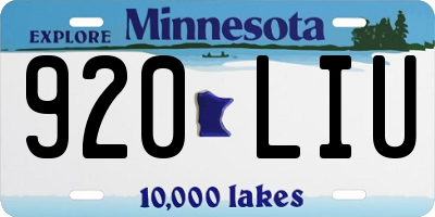 MN license plate 920LIU