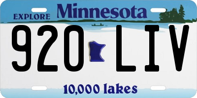 MN license plate 920LIV