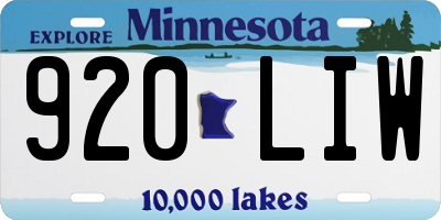 MN license plate 920LIW