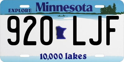 MN license plate 920LJF