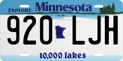 MN license plate 920LJH