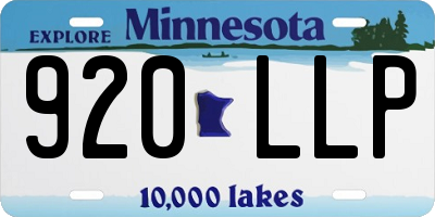 MN license plate 920LLP
