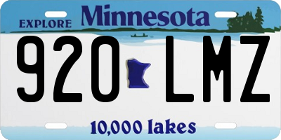 MN license plate 920LMZ