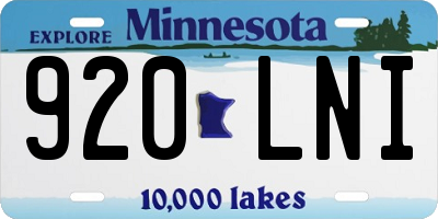 MN license plate 920LNI