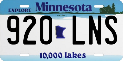 MN license plate 920LNS