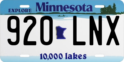MN license plate 920LNX