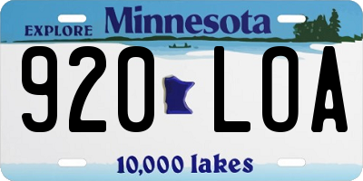 MN license plate 920LOA