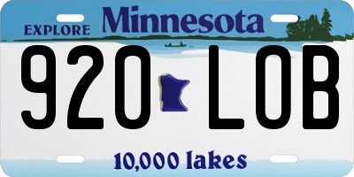 MN license plate 920LOB