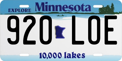 MN license plate 920LOE