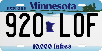 MN license plate 920LOF