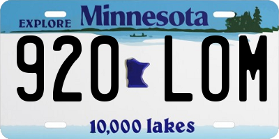MN license plate 920LOM